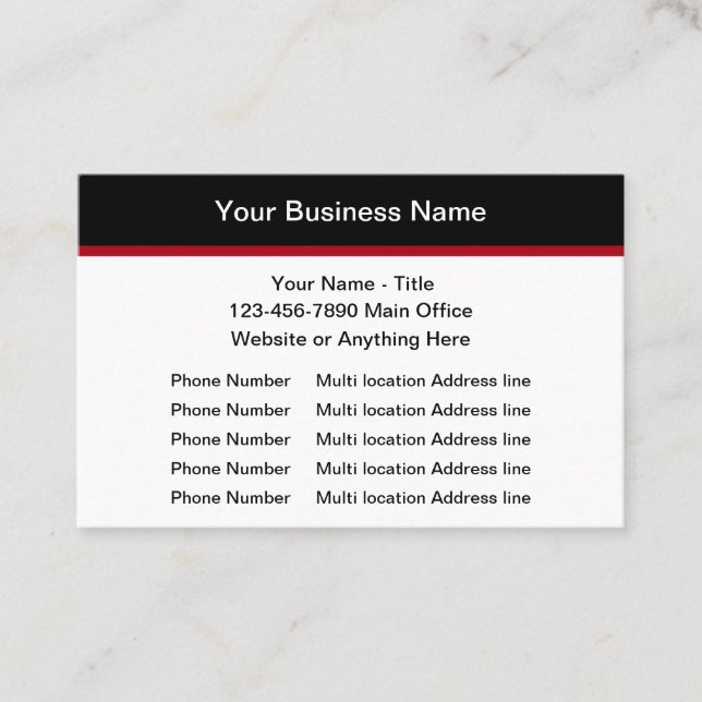 Multiple Location Business Cards Budget Friendly (Front)