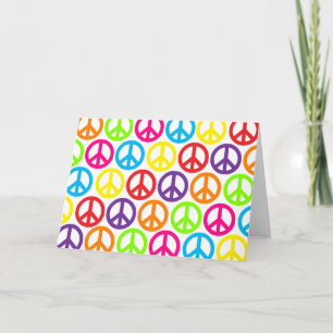 Multiple Multicolor Peace Signs Card