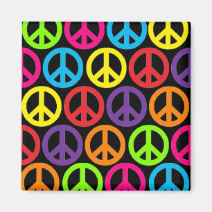 Multiple Multicolor Peace Signs Magnet