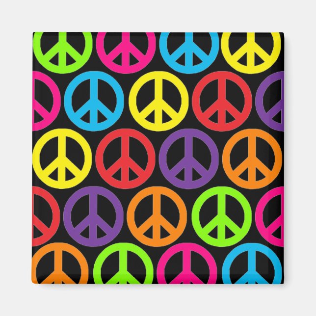 Multiple Multicolor Peace Signs Magnet (Front)