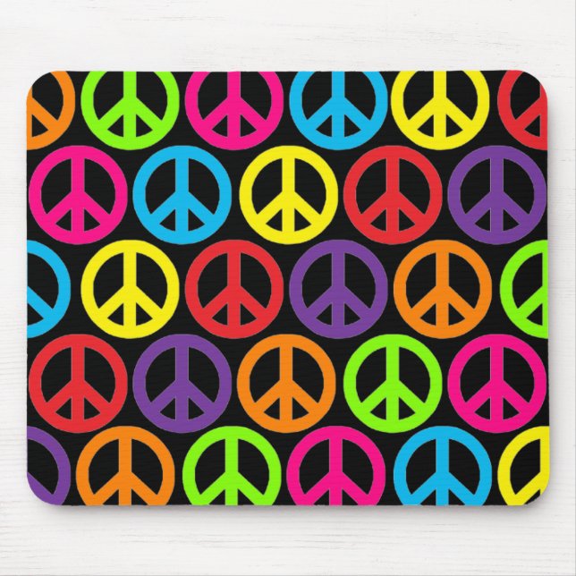 Multiple Multicolor Peace Signs Mouse Pad (Front)