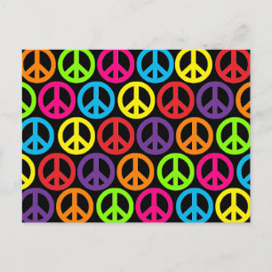 Multiple Multicolor Peace Signs Postcard