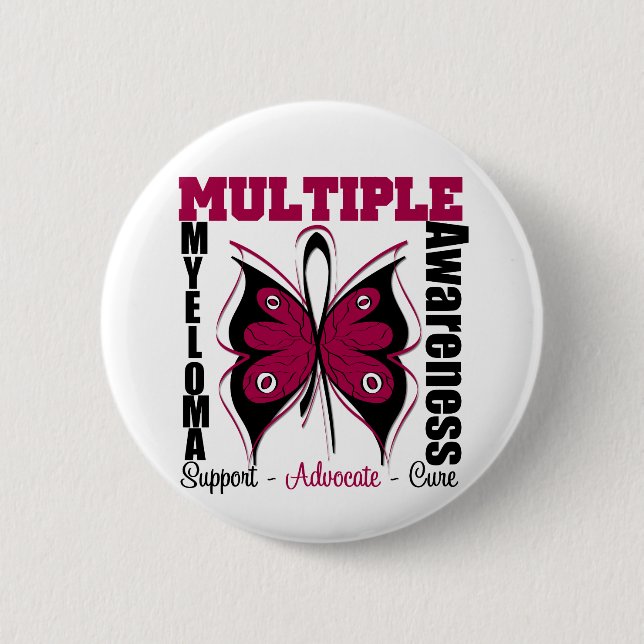 Multiple Myeloma Awareness Butterfly 6 Cm Round Badge (Front)