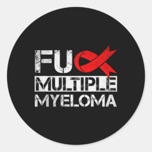 Multiple Myeloma Awareness Cancer Red Ribbon Warri Classic Round Sticker