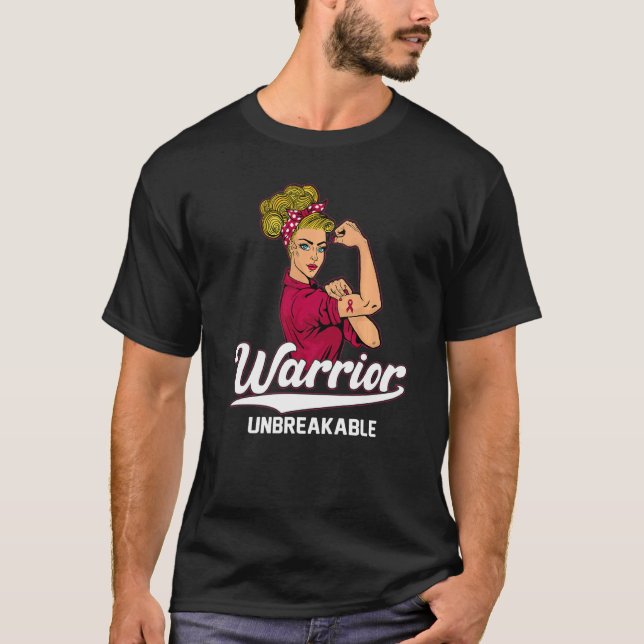Multiple Myeloma Awareness Warrior Unbreakable Gir T-Shirt (Front)