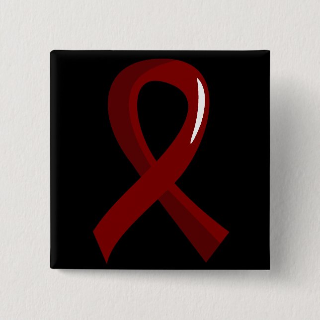 Multiple Myeloma Burgundy Ribbon 3 15 Cm Square Badge (Front)