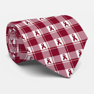 Multiple Myeloma Cancer Awareness Plaid Burgundy Tie