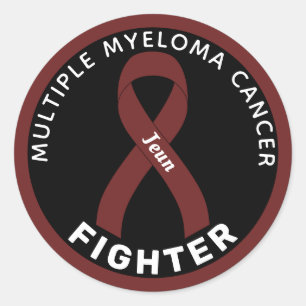 Multiple Myeloma Cancer Fighter Ribbon Black Classic Round Sticker