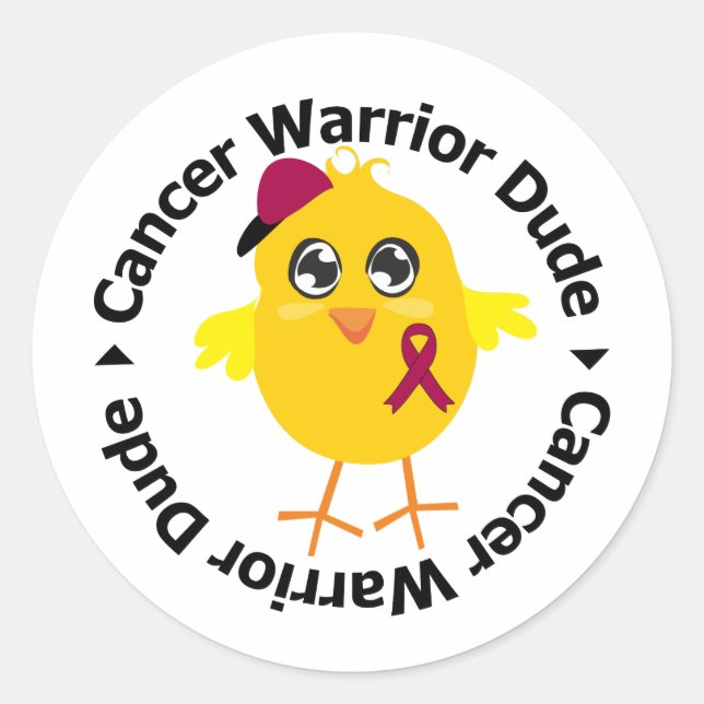 Multiple Myeloma Cancer Warrior Dude Classic Round Sticker (Front)