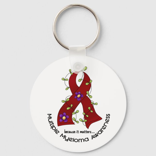 Multiple Myeloma FLOWER RIBBON 1 Key Ring (Front)
