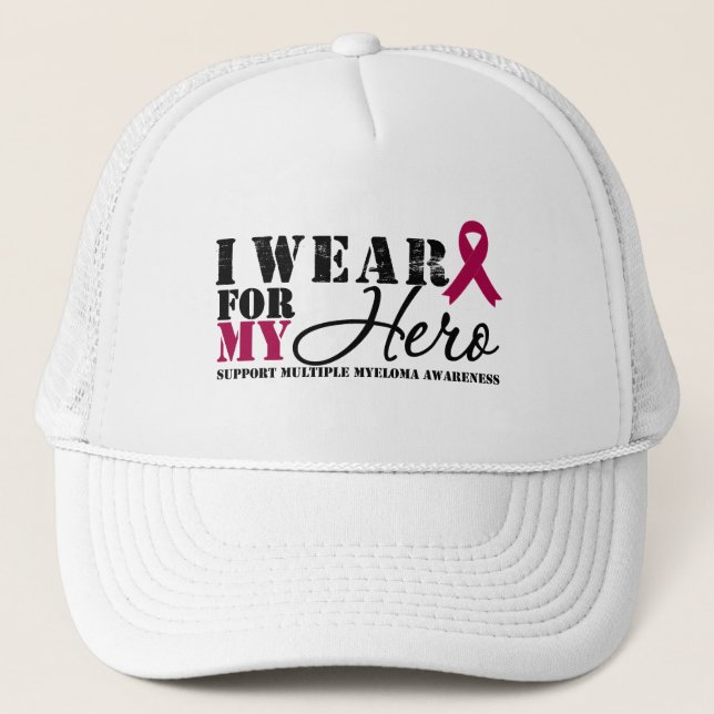 Multiple Myeloma Hero Ribbon Trucker Hat (Front)