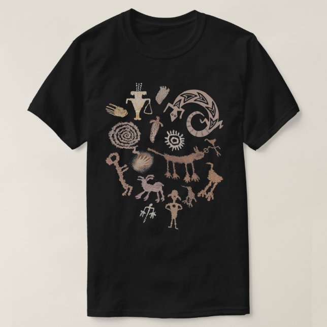 Multiple Petroglyphs Rock carvings  T-Shirt (Design Front)
