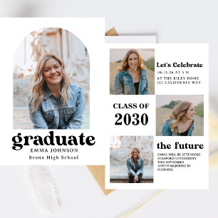 Multiple Photo Graduation Card, Minimalist Senior  Invitation