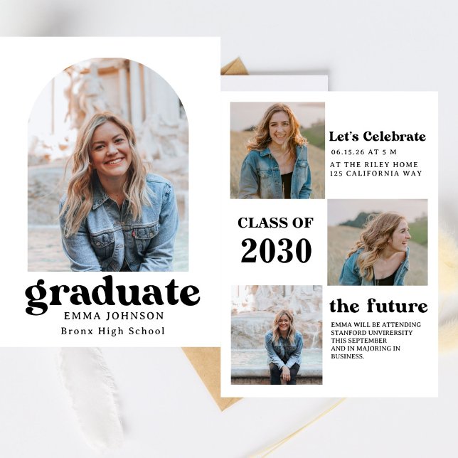 Multiple Photo Graduation Card, Minimalist Senior  Invitation (Creator Uploaded)