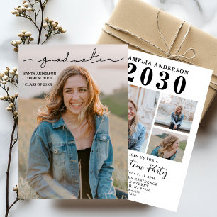  Multiple Photo Graduation Card, Minimalist Senior Invitation