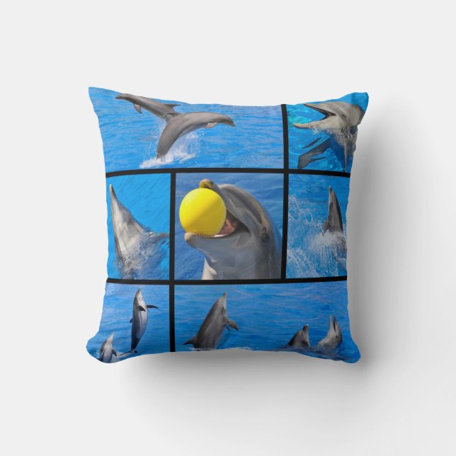 Multiple photos of dolphins  cushion (Front)