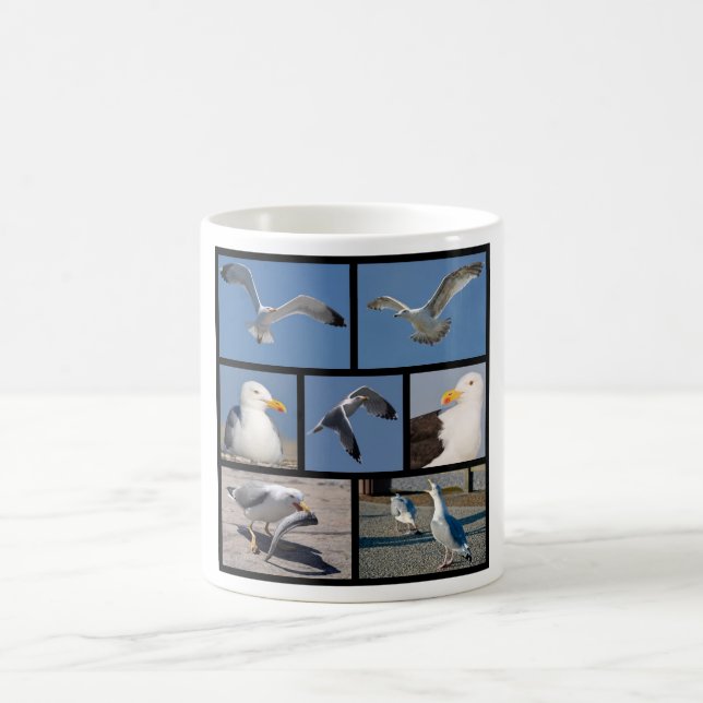 Multiple photos of seagulls coffee mug (Center)