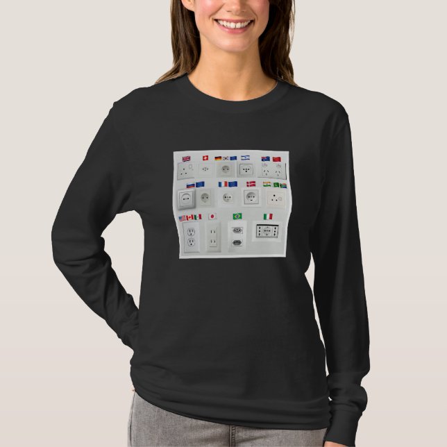 Multiple Power Outlet Plug World Countries Differe T-Shirt (Front)
