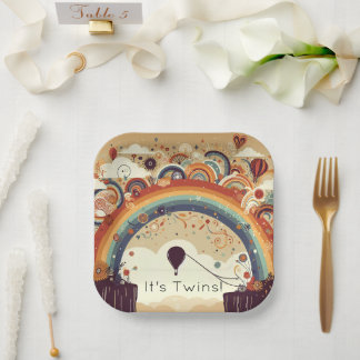 Multiple Rainbow Baby Shower Paper Plate