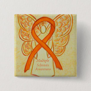 Multiple Sclerosis Angel Awareness Ribbon Pins