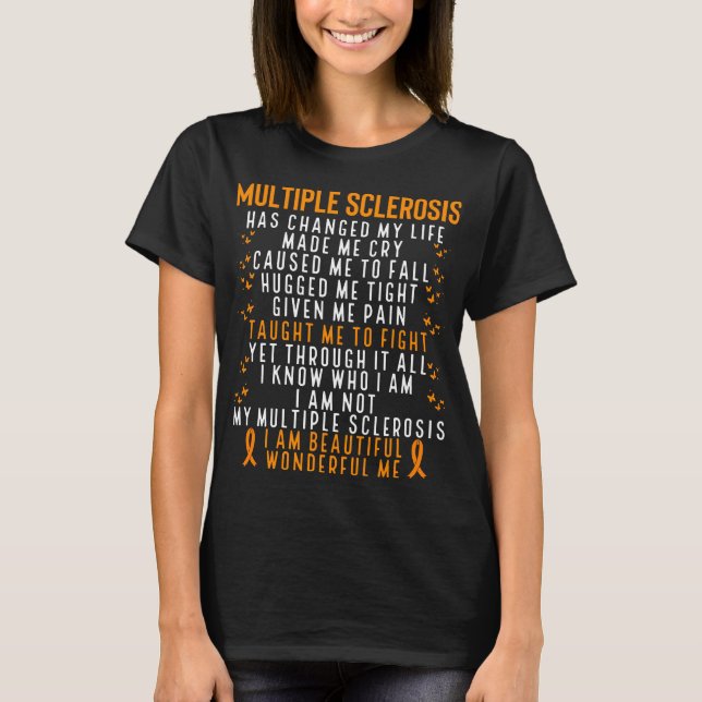 Multiple Sclerosis Awareness Cure Fight MS Warrior T-Shirt (Front)