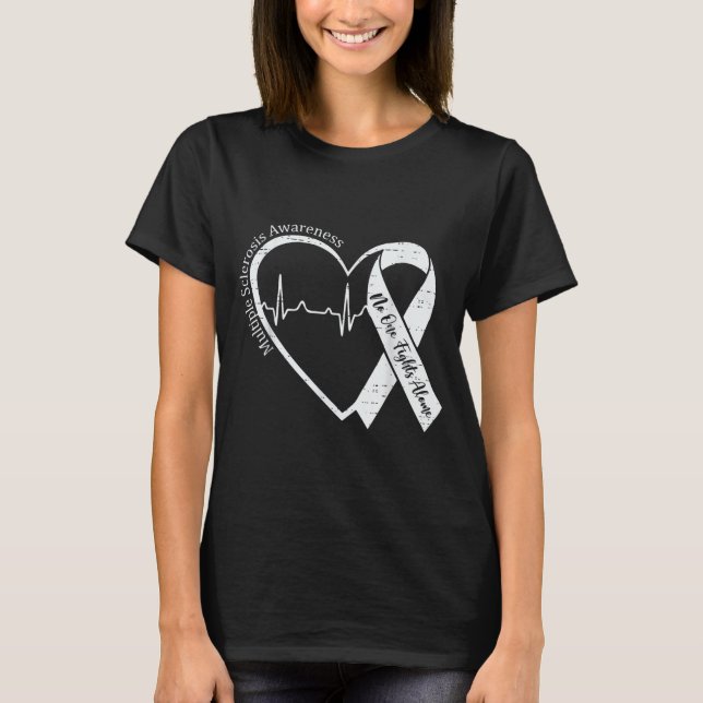 Multiple Sclerosis Awareness Ms Awareness Heart T-Shirt (Front)