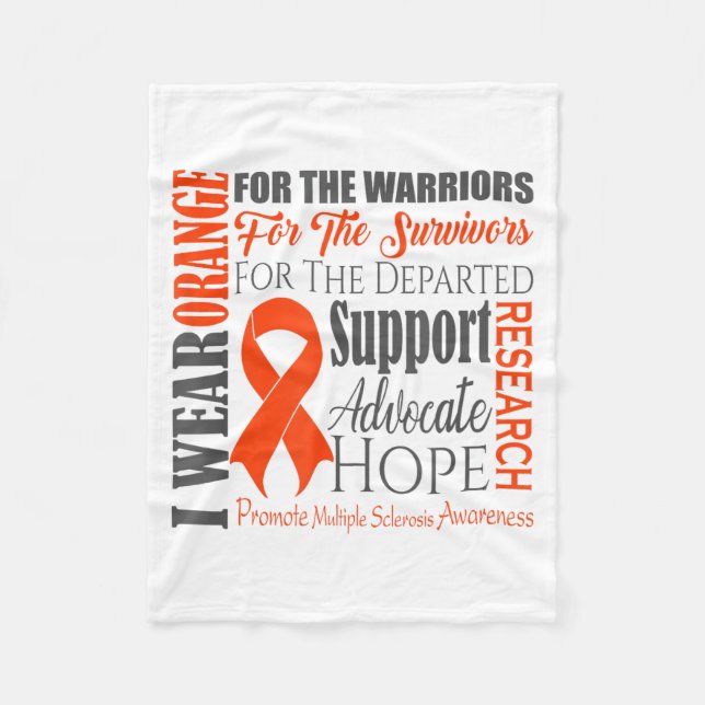 Multiple Sclerosis Awareness _ Ms Orange Ribbon Su Fleece Blanket (Front)
