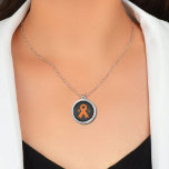 Multiple sclerosis awareness  Necklace<br><div class="desc">A stylised depiction of a Multiple Sclerosis Warrior necklace. A Jewellery gift with the word MS  and an Orange Awareness Ribbon as a Warrior gift for Multiple Sclerosis Awareness month.</div>