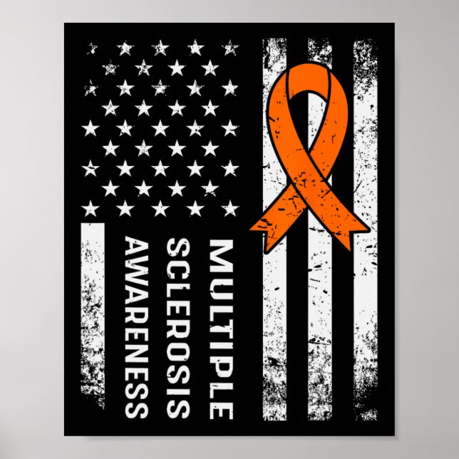 Multiple Sclerosis Awareness Orange Ribbon 2  Poster (Front)