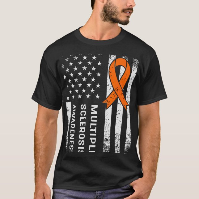 Multiple Sclerosis Awareness Orange Ribbon 2  T-Shirt (Front)