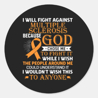 Multiple Sclerosis Awareness Orange Ribbon Men Wom Classic Round Sticker