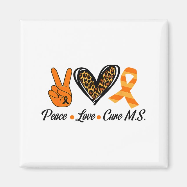 Multiple Sclerosis Awareness Peace Love Cure Ms Wa Magnet (Front)