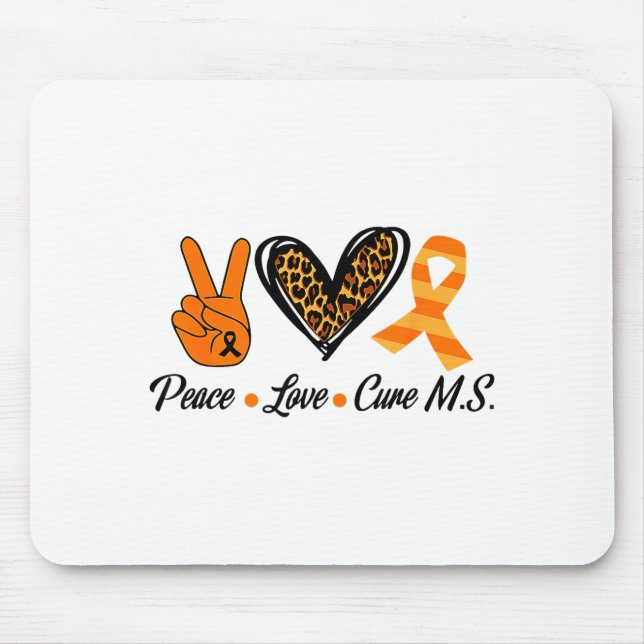 Multiple Sclerosis Awareness Peace Love Cure Ms Wa Mouse Pad (Front)