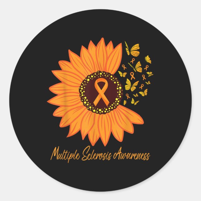 Multiple Sclerosis Awareness Ribbon Flower Ms Butt Classic Round Sticker (Front)