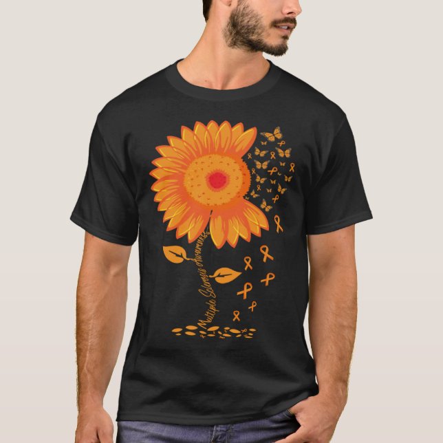 Multiple Sclerosis Awareness Ribbon Flower MS butt T-Shirt (Front)