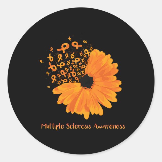 Multiple Sclerosis Awareness Ribbon Flower Ms Hope Classic Round Sticker (Front)