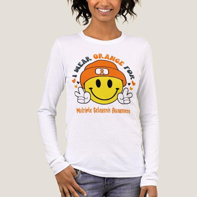Multiple Sclerosis Awareness Ribbon Support Gifts Tri-Blend Shirt (Front)