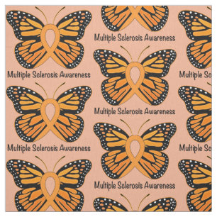 Multiple Sclerosis Awareness Ribbon with Butterfly Fabric