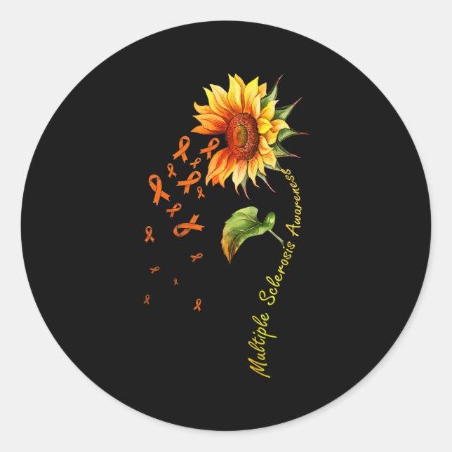 Multiple Sclerosis Awareness Sunflower Ms Classic Round Sticker (Front)