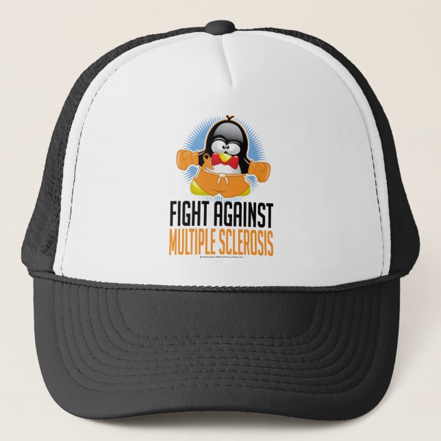 Multiple Sclerosis Boxing Penguin Trucker Hat (Front)