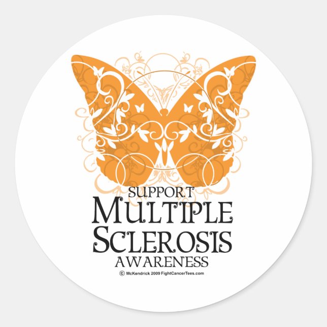 Multiple Sclerosis Butterfly Classic Round Sticker (Front)