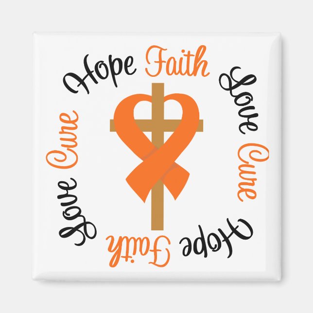 Multiple Sclerosis Faith Hope Love Cross Magnet (Front)