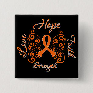 Multiple Sclerosis Hope Motto Butterfly 15 Cm Square Badge