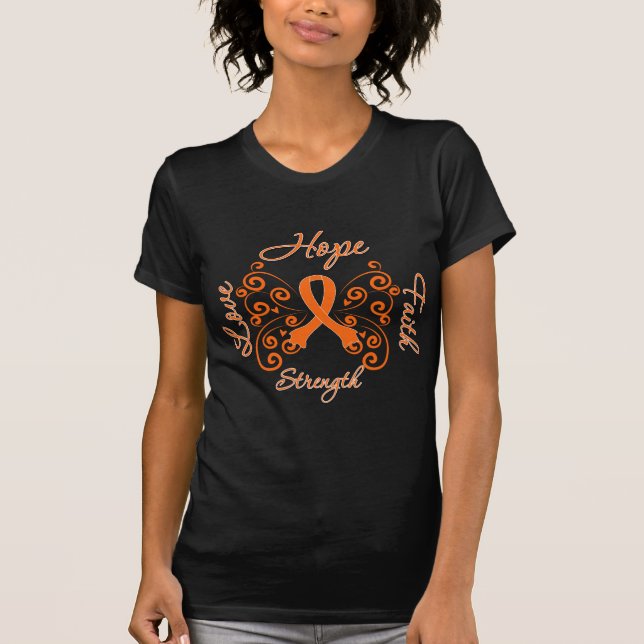 Multiple Sclerosis Hope Motto Butterfly T-Shirt (Front)