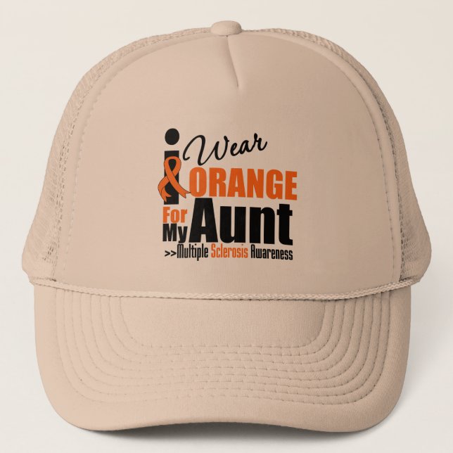 Multiple Sclerosis I Wear Orange For My Aunt Trucker Hat (Front)