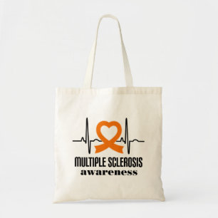 Multiple Sclerosis MS Awareness Heartbeat Tote Bag