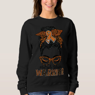 Multiple Sclerosis Ms Warrior Messy Bun Leopard Sweatshirt