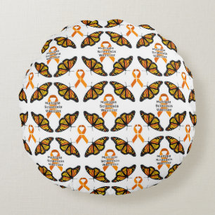 Multiple sclerosis MS warrior with butterflies Round Cushion