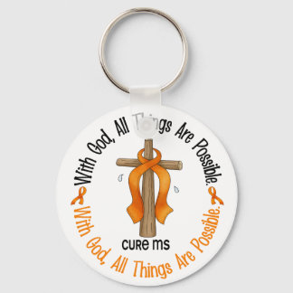 Multiple Sclerosis MS WITH GOD CROSS 1 Key Ring