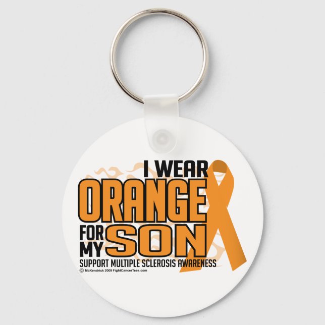 Multiple Sclerosis Orange for Son Key Ring (Front)